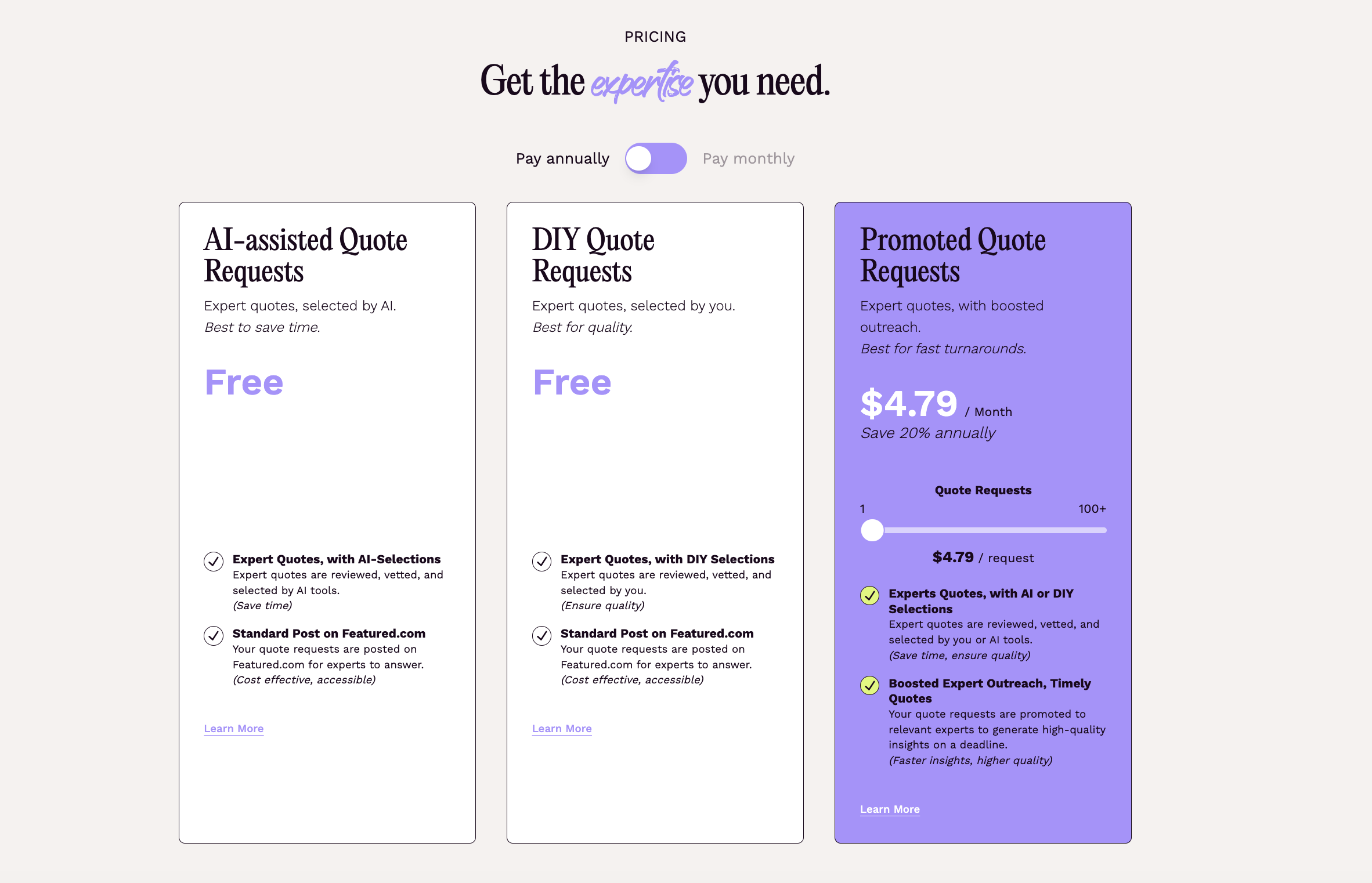 Featured.com Quote Request Pricing